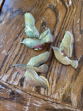 Vintage Gold Metal Flying Birds Wall Decor Set Of 4 - Mid-Century Style Wall Han